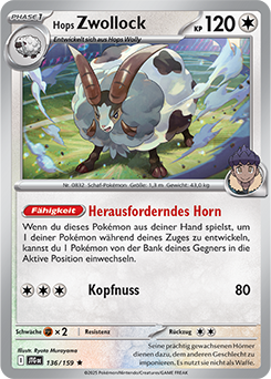 Hops Zwollock - JTG 136/159 - Holo - Rare DE