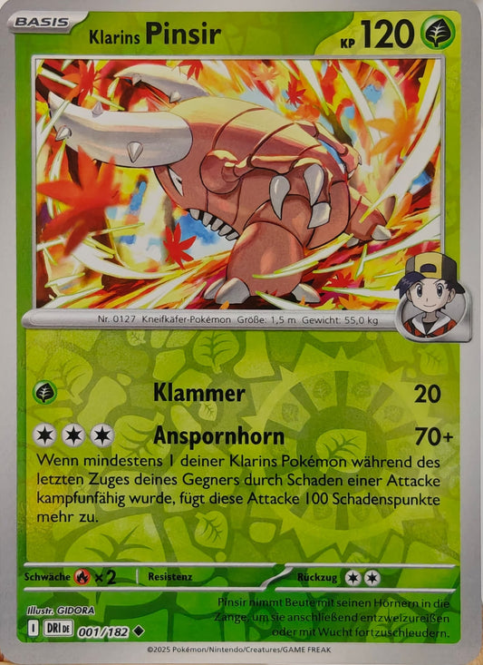 Klarins Pinsir - DRI 001/182 - Reverse Holo - Uncommon DE